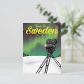 スウェーデンへの旅行ノーザンライトカメラポスター。 ポストカード (スタンド正面)