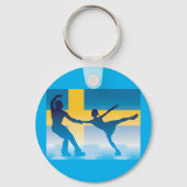 スウェーデンアイススケートで滑るデュオシルエット キーホルダー (正面)