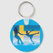 スウェーデンアイススケートで滑るデュオシルエット キーホルダー (裏面)