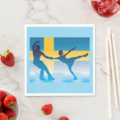 スウェーデンアイススケートで滑るデュオシルエット スタンダードランチョンナプキン (インサイチュ)