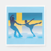 スウェーデンアイススケートで滑るデュオシルエット スタンダードランチョンナプキン (正面)