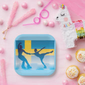 スウェーデンアイススケートで滑るデュオシルエット ペーパープレート (パーティー)