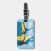 スウェーデンアイススケートで滑るデュオシルエット ラゲッジタグ (正面縦)