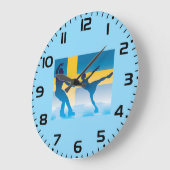 スウェーデンアイススケートで滑るデュオシルエット ラージ壁時計 (傾斜)