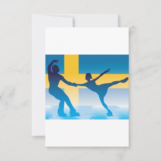 スウェーデンアイススケートで滑るデュオシルエット 招待状 (正面)