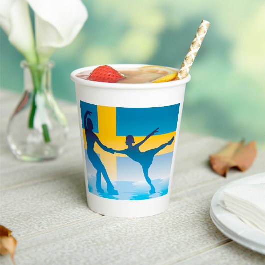 スウェーデンアイススケートで滑るデュオシルエット 紙コップ