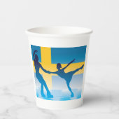 スウェーデンアイススケートで滑るデュオシルエット 紙コップ (正面)