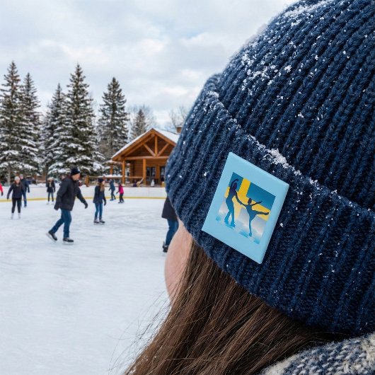 スウェーデンアイススケートで滑るデュオシルエット 缶バッジ