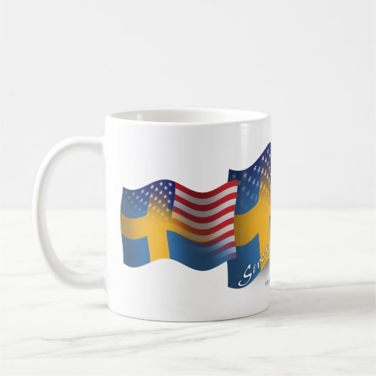 スウェーデンアメリカの振る旗 コーヒーマグカップ (左)