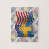 スウェーデンアメリカの振る旗 ジグソーパズル (縦)