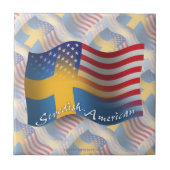 スウェーデンアメリカの振る旗 タイル (正面)