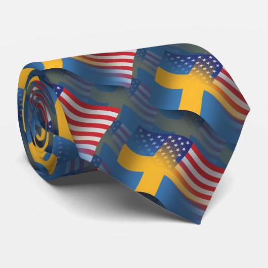 スウェーデンアメリカの振る旗 ネクタイ (ロール)
