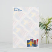 スウェーデンアメリカの振る旗 便箋 (スタンド正面)