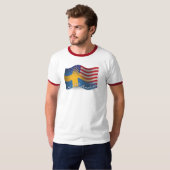 スウェーデンアメリカの振る旗 Tシャツ (正面フル)