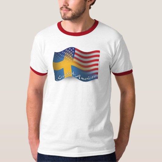 スウェーデンアメリカの振る旗 Tシャツ (正面)