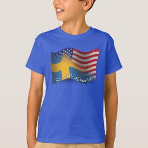 スウェーデンアメリカの振る旗 Tシャツ