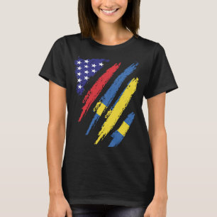 スウェーデンアメリカ国旗USAパトリオ伝統モ Tシャツ