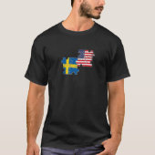 スウェーデンアメリカ愛ルーツスウェーデンアメリカ国旗 Tシャツ (正面)