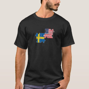 スウェーデンアメリカ愛ルーツスウェーデンアメリカ国旗 Tシャツ