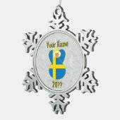 スウェーデンエンジェル国旗ブロンド髪 スノーフレークピューターオーナメント (右)