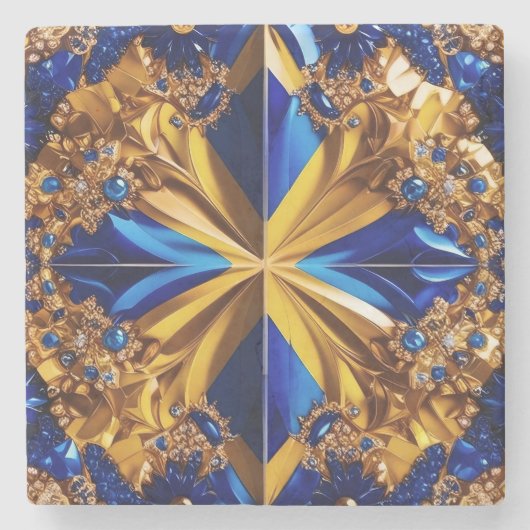 スウェーデンカラーの特別な石コースター ストーンコースター (正面)