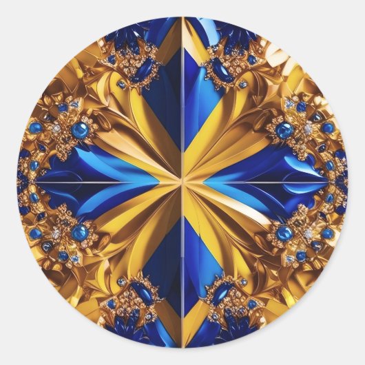 スウェーデンカラー付きステッカーデザイン ラウンドシール (正面)