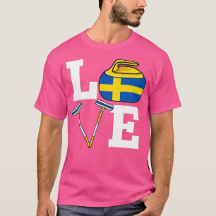 スウェーデンカーリングブロムウィンターアイススポーツスウェーデンフラット Tシャツ