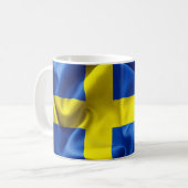 スウェーデンクラシック国旗のホワイトマグカップ コーヒーマグカップ (正面左)