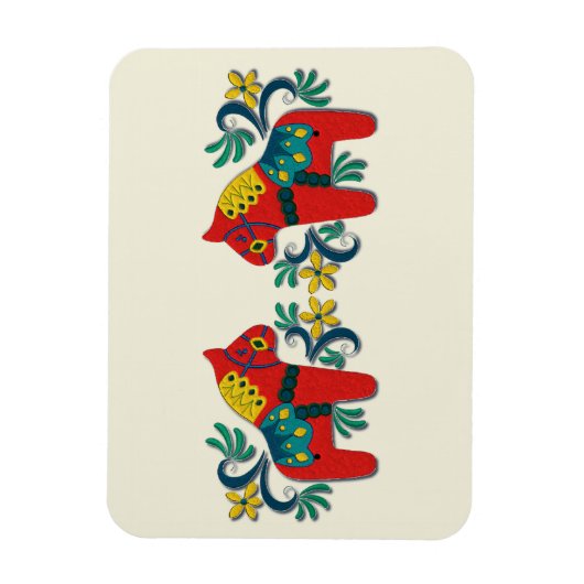 スウェーデンクリスマスダラホーススカンジナビアの双子 マグネット (縦)