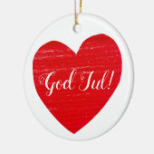スウェーデンクリスマス赤いハート パーソナライズされた セラミックオーナメント (左)