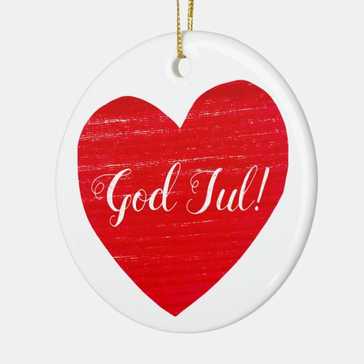スウェーデンクリスマス赤いハート パーソナライズされた セラミックオーナメント (左)