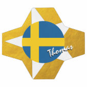 スウェーデンサッカー&金ゴールドスウェーデン国旗 サッカーボール (フラット)