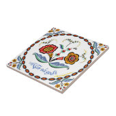 スウェーデンシンプルタイル赤黄色の花 タイル (側面)