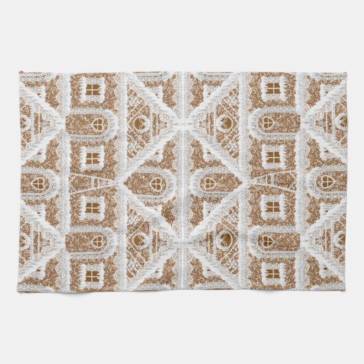 スウェーデンジンジャーブレッドハウスクリスマスクッキーアイシング キッチンタオル (横)