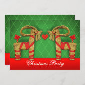 スウェーデンストローヤギクリスマスホリデーパーティカスタムー 招待状 (正面/裏面)