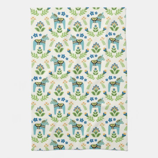 スウェーデンダラウズティール(緑がかった色) キッチンタオル (縦)