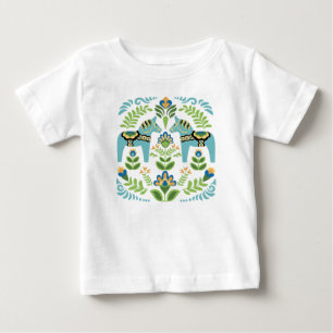 スウェーデンダラウズティール（緑がかった色） ベビーTシャツ