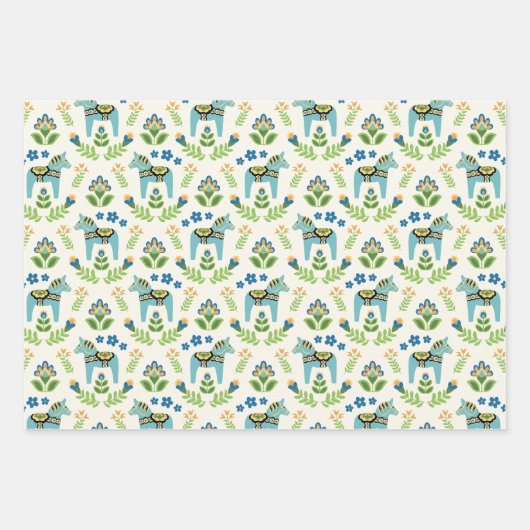 スウェーデンダラウズティール（緑がかった色） ラッピングペーパーシート (正面)