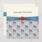 スウェーデンダラウマースパーティーブルーリボン 招待状 (正面/裏面)