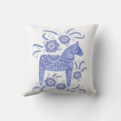 スウェーデンダラホースアートブルー名前をカスタムする クッション (裏面)