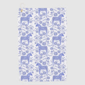 スウェーデンダラホースインジゴブルーフォークアートゴルフタオル ゴルフタオル (正面)