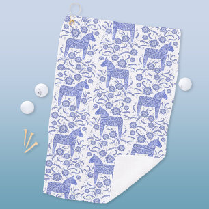 スウェーデンダラホースインジゴブルーフォークアートゴルフタオル ゴルフタオル