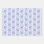 スウェーデンダラホースインジゴブルー&ホワイトフォークアート ラッピングペーパーシート (正面2)