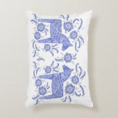 スウェーデンダラホースインディゴブルーアンドホワイト アクセントクッション (正面(垂直))