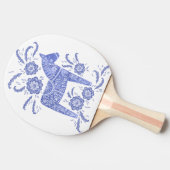 スウェーデンダラホースインディゴブルーフォークアート 卓球ラケット (横)