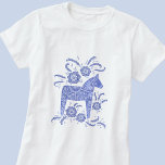 スウェーデンダラホースインディゴブルー Tシャツ<br><div class="desc">スイッ伝統的チクルブルーのスウェーデンのダラホースイラストレーション。バイキング。</div>