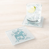 スウェーデンダラホースグリーンとホワイトガラスコースター ガラスコースター (アングル)