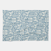 スウェーデンダラホースコラージイン石板ブルー キッチンタオル (横)