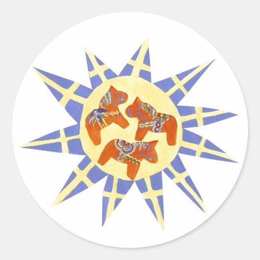 スウェーデンダラホースステッカー ラウンドシール (正面)