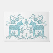 スウェーデンダラホースティール（緑がかった色）グリーンアンドホワイトドオーマズ ドアマット (正面)